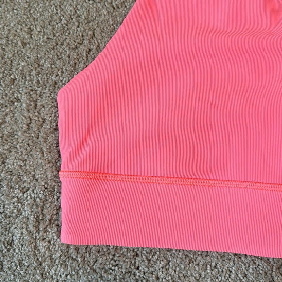 LULULEMON Pink Orange Sunset Energy Bra High Neck Long Line Rib 6 - Picture 4 of 7